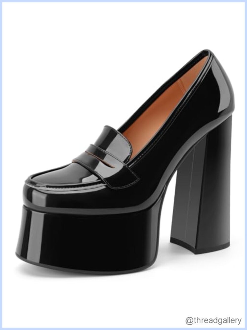 Patent Leather Chunky Platform Loafers Slip On Pumps